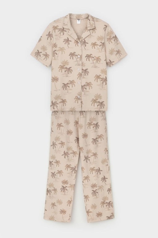 КБ 2829/бежевый,пальмы пижама для дев