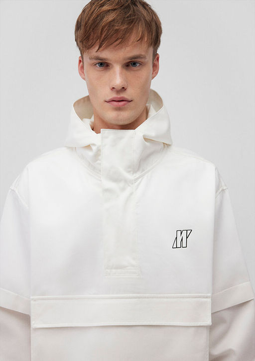 Kapusonlu Beyaz Sweatshirt - Mavi фото 7