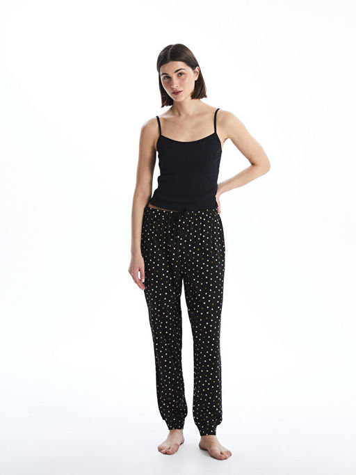 Beli Lastikli Puantiyeli Kad?n Jogger Pijama Alt