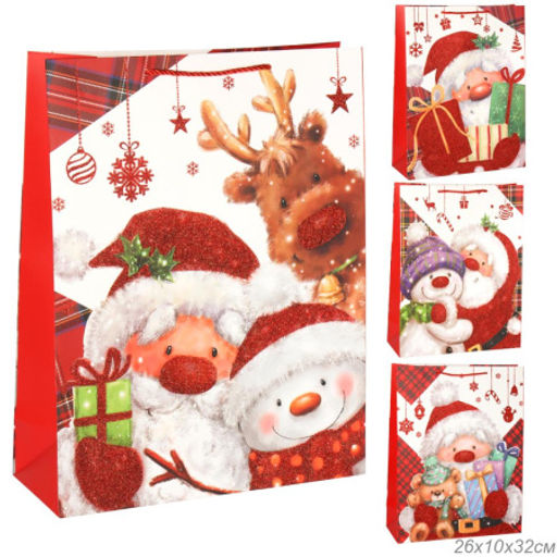 Цена за 12 шт. Пакет подарочный 26х32х10 / 109-1M /уп 12/480/Новый год