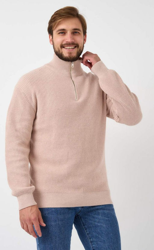 Джемпер мужской с воротником-стойкой на молнии P321-15629 бежевый - Primm фото 7