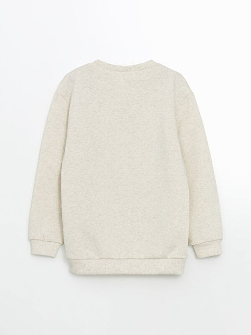 Bisiklet Yaka Bask?l? Erkek ?ocuk Sweatshirt