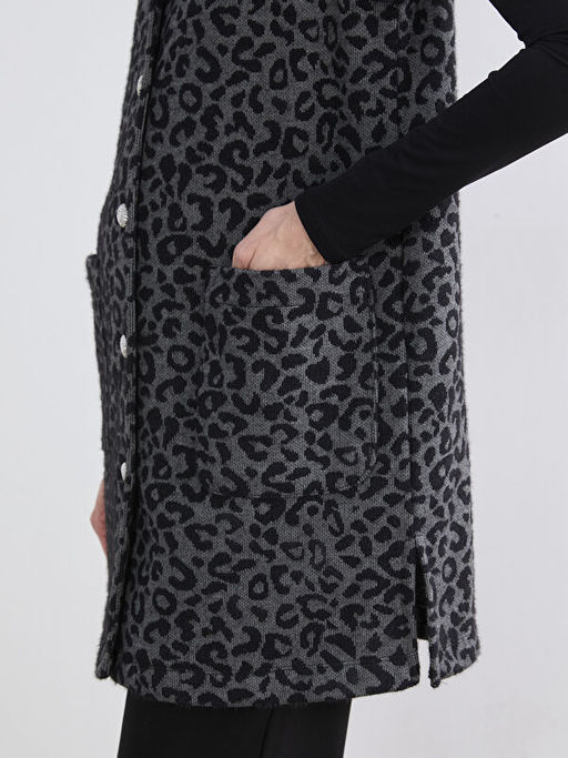 Bisiklet Yaka Leopar Desenli Kad?n Yelek