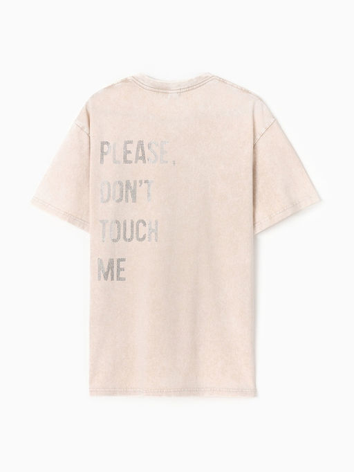 Футболка женская из вареного хлопка Mist Don't touch me, размер 46 (L), цвет молочный