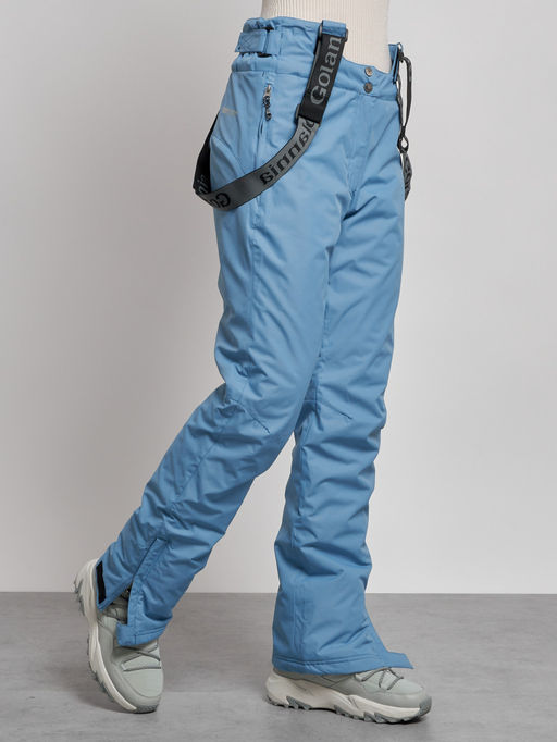 Полукомбинезон утепленный женский зимний горнолыжный голубого цвета 7601Gl - Colannia фото 6