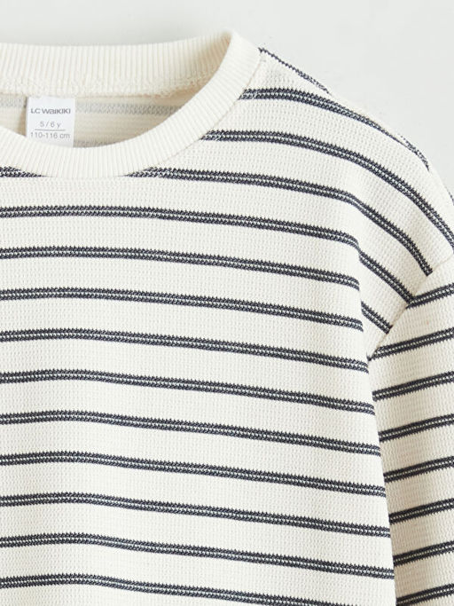 Bisiklet Yaka ?izgili Erkek ?ocuk Sweatshirt