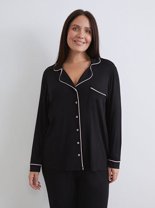 B?y?k Beden G?mlek Yaka Kad?n Pijama Tak?m?