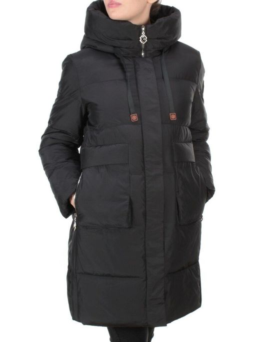 8966 BLACK Пальто зимнее женское CLOUD LAG CAT (200 гр. холлофайбер)