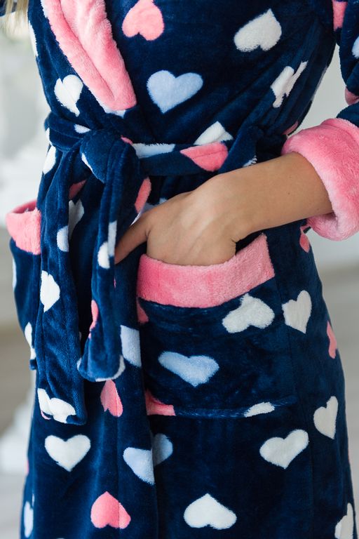 Халат женский из велсофта Ириска сердца на темно-синем - Амадэль фото 7