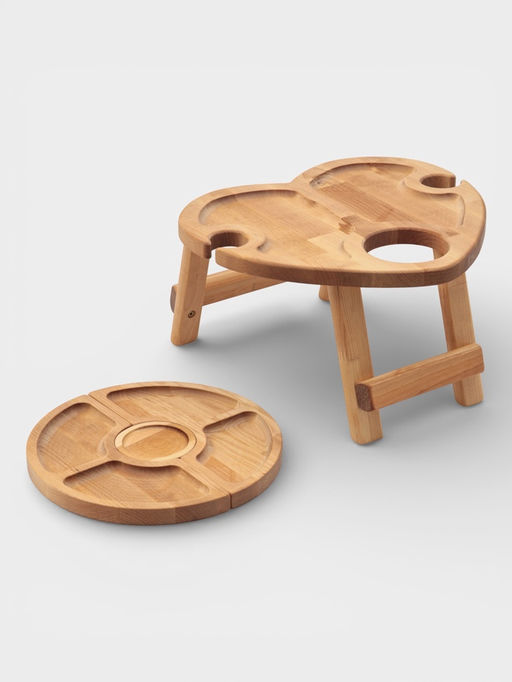 Подарочный набор посуды Adelica С любовью, столик для вина d=32 см, менажница d=25 см, подсвечник d=8 см, дерево берёза