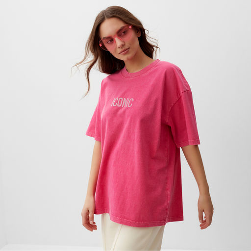 Футболка из вареного хлопка женская Mist Icon, размер L, розовая