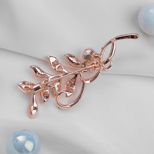 Брошь «Ветвь» с жемчужиной, цвет белый в золоте