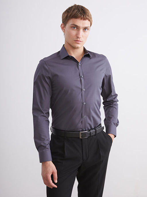 Slim Fit Uzun Kollu Poplin Erkek G?mlek