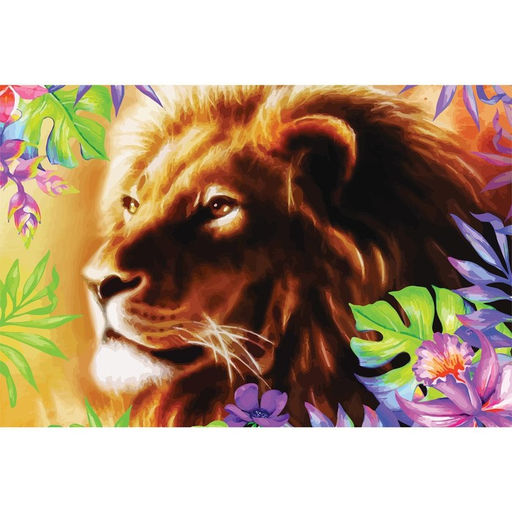 Алмазная мозаика с полным заполнением на холсте «Лев», 20×30 см