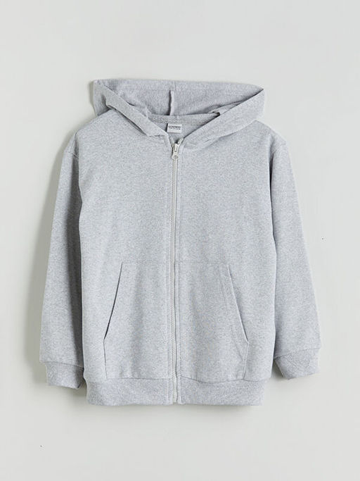 Kap??onlu Erkek ?ocuk Fermuarl? Sweatshirt