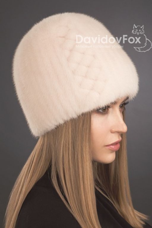 Шапка Сноп норка орнамент розовый жемчуг