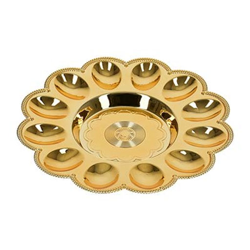 Блюдо пластиковое для кулича и 12 яиц "Праздничное", 23 см, золото MARMITON /24