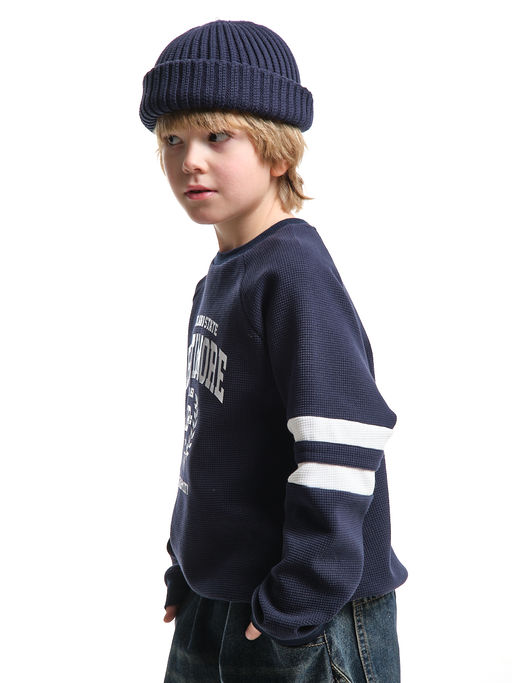 Толстовка детская с принтом хлопок подростковая 33-7502 т.синий - Mini maxi фото 2