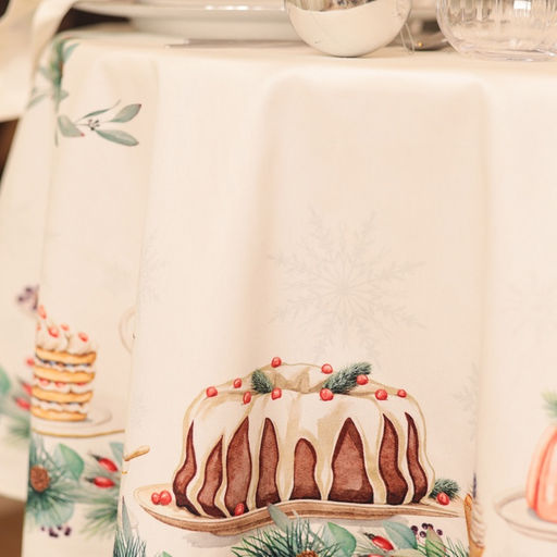 Скатерть новогодняя «Этель» New Years treat, d=150 см +/-3 см с ВГМО, 100% хлопок, саржа 190 г/м²