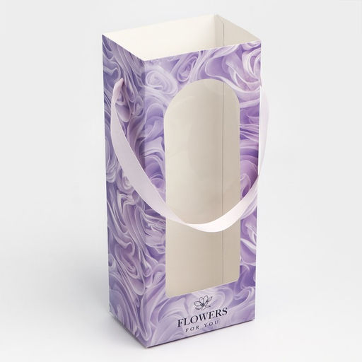 Цена за 5 шт. Пакет-переноска для цветов с пластиковым окном, Flowers, сиреневая, 30 х 12 х 8 см - Дарите счастье фото 7