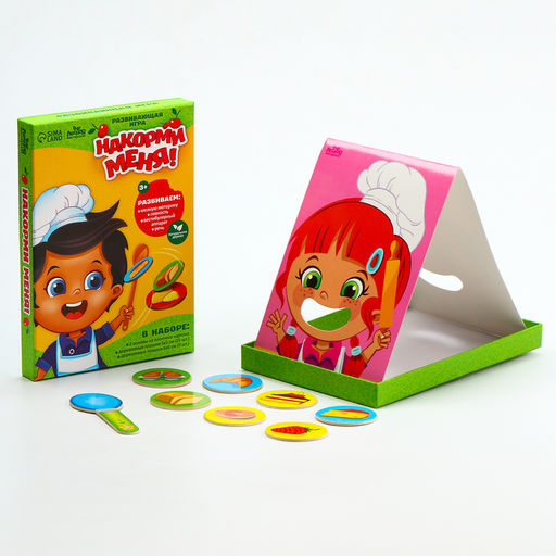 Развивающая игра «Накорми меня», 2 основы, ложка, 24 элемента