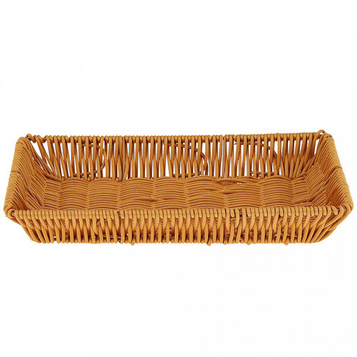 Корзина-сухарница плетеная Кондитер 27х17см h3,8см, полипропилен, медовый, металлический каркас, форма прямоугольная (Китай) - Домашняя мода фото 2