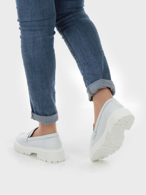 03-PDD178-1 GRAY WHITE Лоферы женские (натуральная кожа)