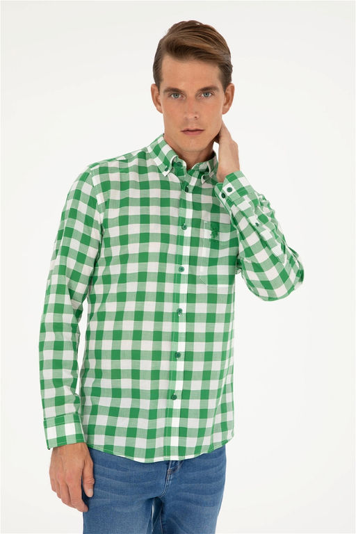 Мужская зеленая рубашка с длинным рукавом Неожиданная скидка в корзине - U.s. polo assn фото 3