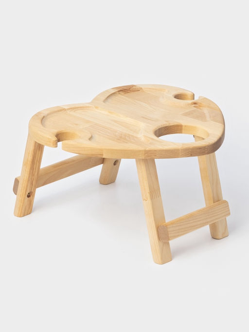 Столик - поднос для вина в форме сердца Adelica, с менажницей и складными ножками, на 2 персоны, d=30?1.8 см, дерево берёза