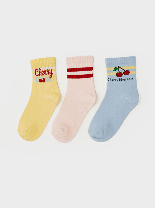 Desenli K?z ?ocuk Soket ?orap 3l?