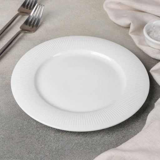 Тарелка фарфоровая десертная «Паола», d=20 см, цвет белый