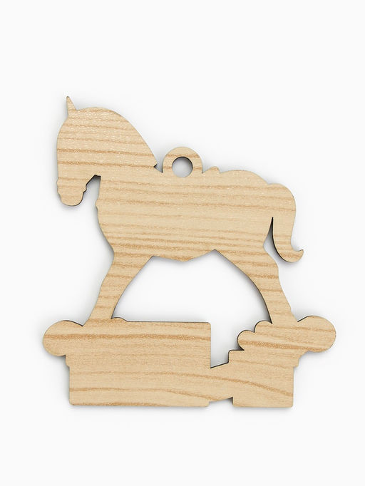 Ёлочная игрушка деревянная Новогодний конь, набор 10 шт.