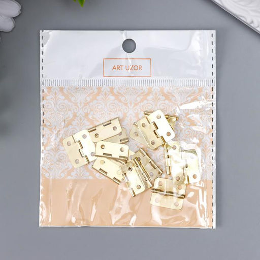 Цена за 4 шт. Петля для шкатулки (ключницы), металл, с закругленными углами, набор 15 шт., 1.7×1.9 см