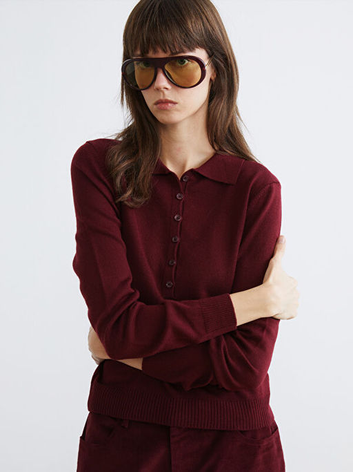 Polo Yaka Kad?n Triko Kazak