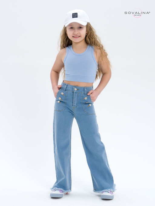 Кроп-топ лапша голубой - Sovalina фото 3