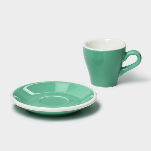 Кофейная пара фарфоровая Magistro Coffee time, 2 предмета: чашка 80 мл, блюдце d=12,5 см, цвет бирюзовый  фото 3