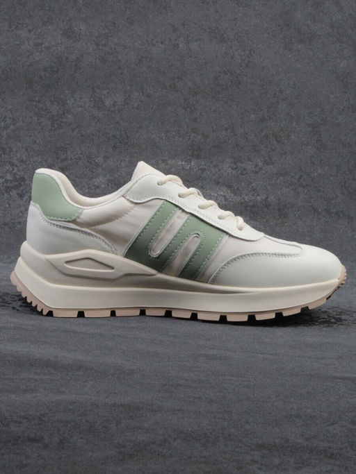 03-WG040-1M MILK/GREEN Кроссовки демисезонные женские (натуральная кожа)