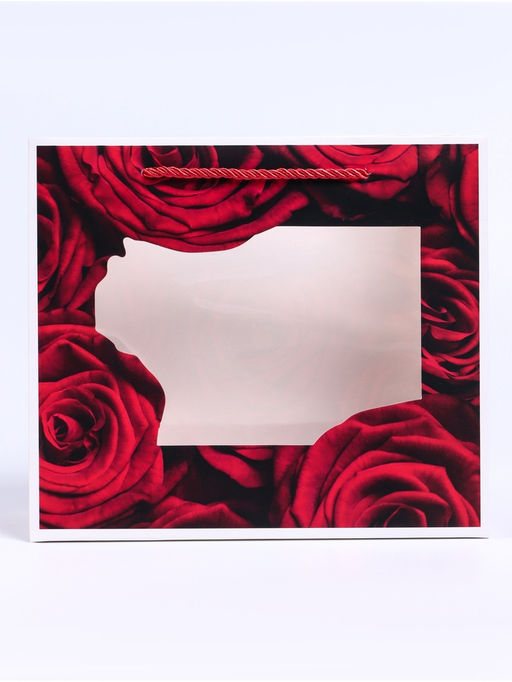 Цена за 2 шт. Пакет подарочный с окном Розы, 25?10?22 см