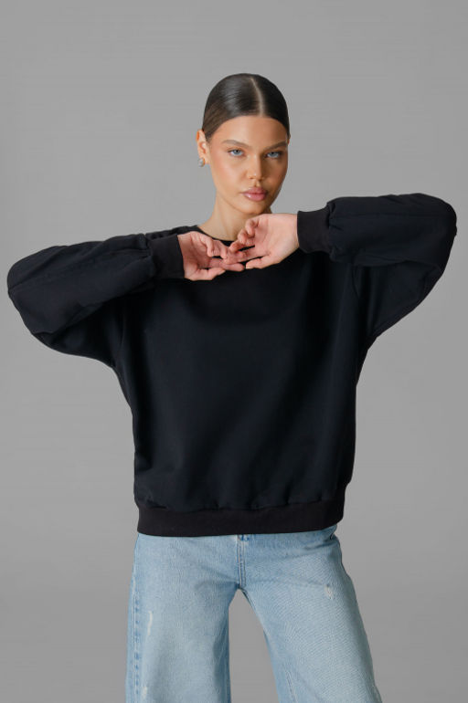 Арт. 15125 Свитшот женский Матрешка оверсайз 44-50 (4 шт) Цвет:черный - Калинка фото 28