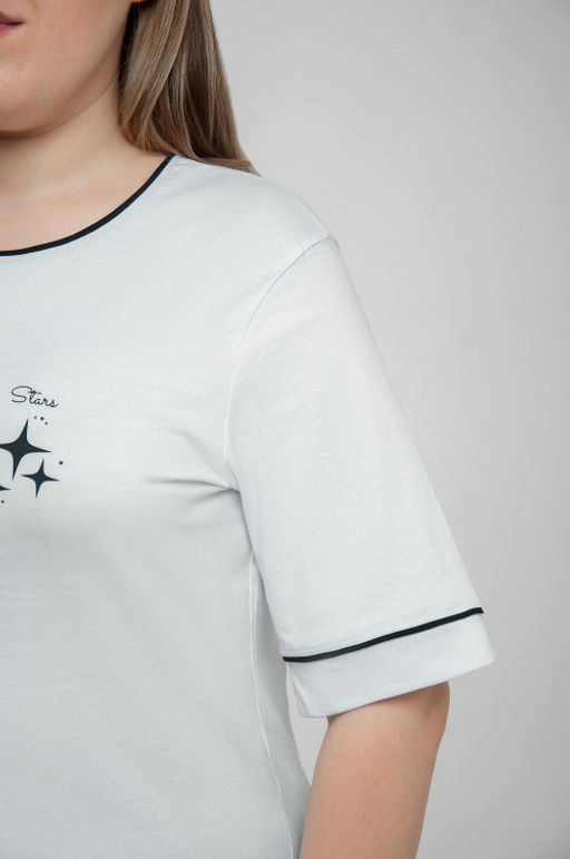 Арт. 10102  Пижама с брюками 44-54 (6 шт) Цвет:верх-белый,низ-темно-синий