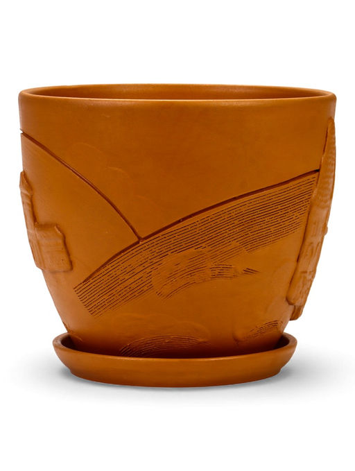 Горшок цветочный с поддоном 5 л, d122/h19,5 см терракот керамика, "Голландия" (М)