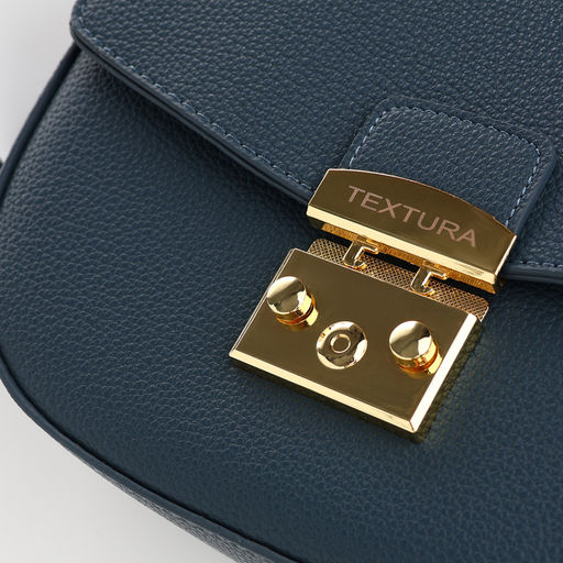 Сумка женская мессенджер TEXTURA на клапане, 23×6×15 см, синяя