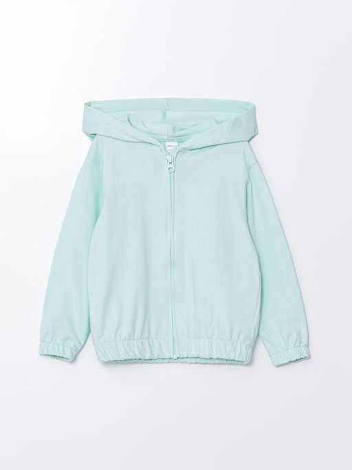 Kap??onlu Uzun Kollu K?z Bebek Fermuarl? Sweatshirt