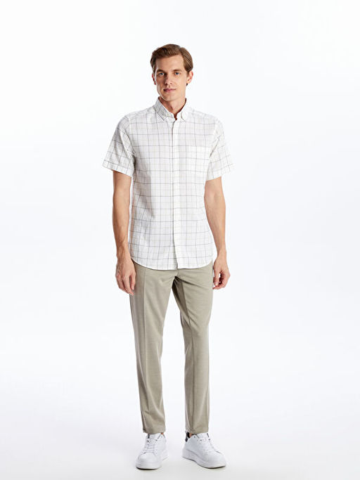 Regular Fit K?sa Kollu Ekose Arm?rl? Erkek G?mlek