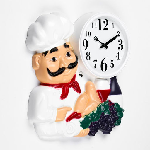 Часы настенные для кухни «Повар», плавный ход, циферблат d-16.5 см, 33×35 см