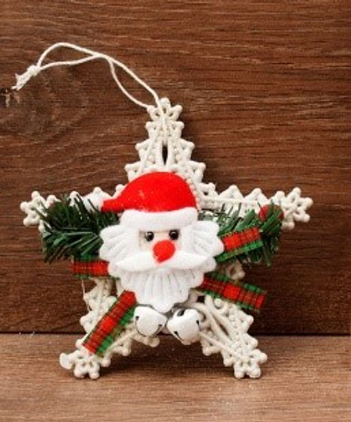 Украшение новогоднее "Звезда с Дедом Морозом" 14см (22-2343)