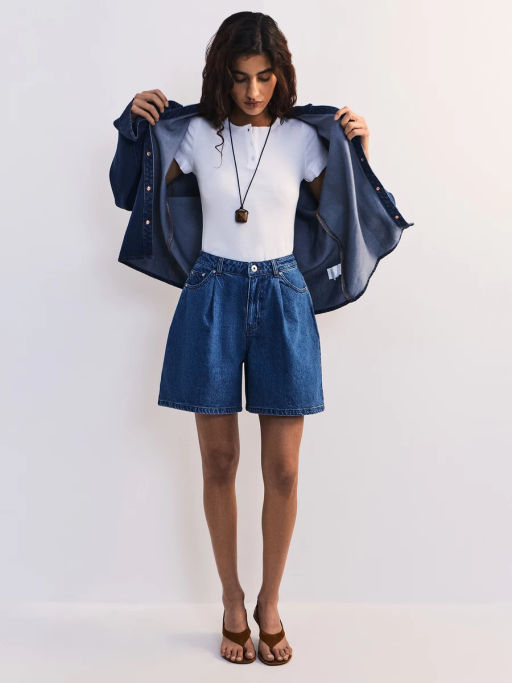 Джинсовые шорты со складками ZR2605092325-103 / Zarina