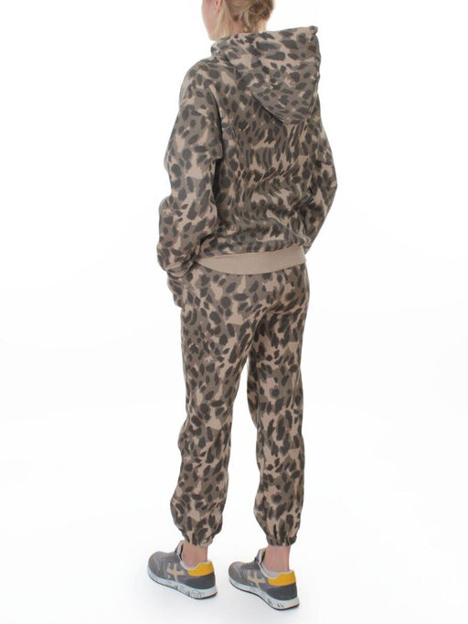 869-3 BEIGE/LEOPARD Костюм спортивный зимний женский (95% хлопок, 5% полиэстер)