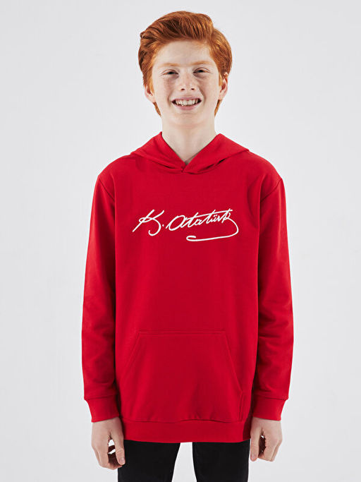 Atat?rk ?mza Bask?l? Erkek ?ocuk Hoodie