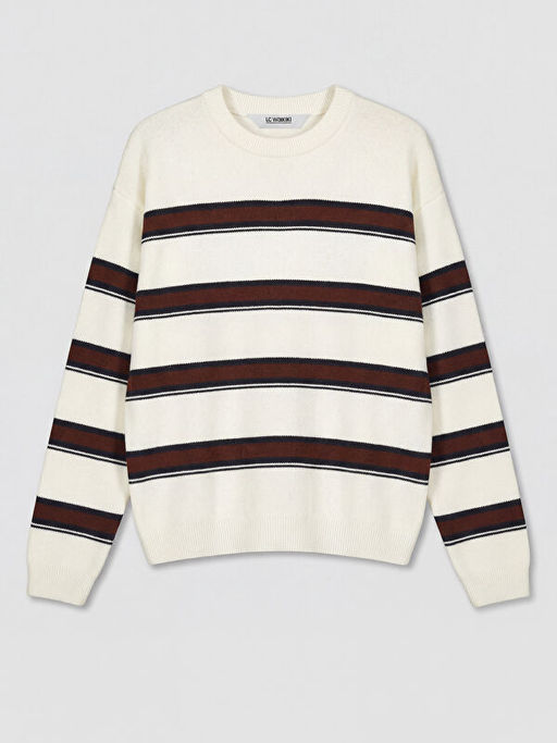 Bisiklet Yaka ?izgili Erkek ?ocuk Triko Kazak